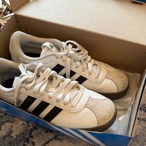 Adidas womans White and Black Striped Sneakers